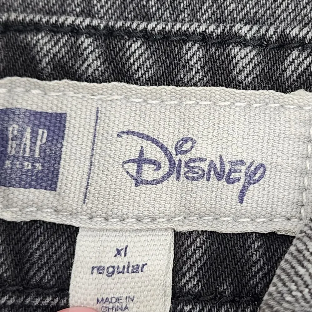 Gap Kids Girls Disney Mickey Minnie Mouse Faded Black Denim‎ Jacket XL